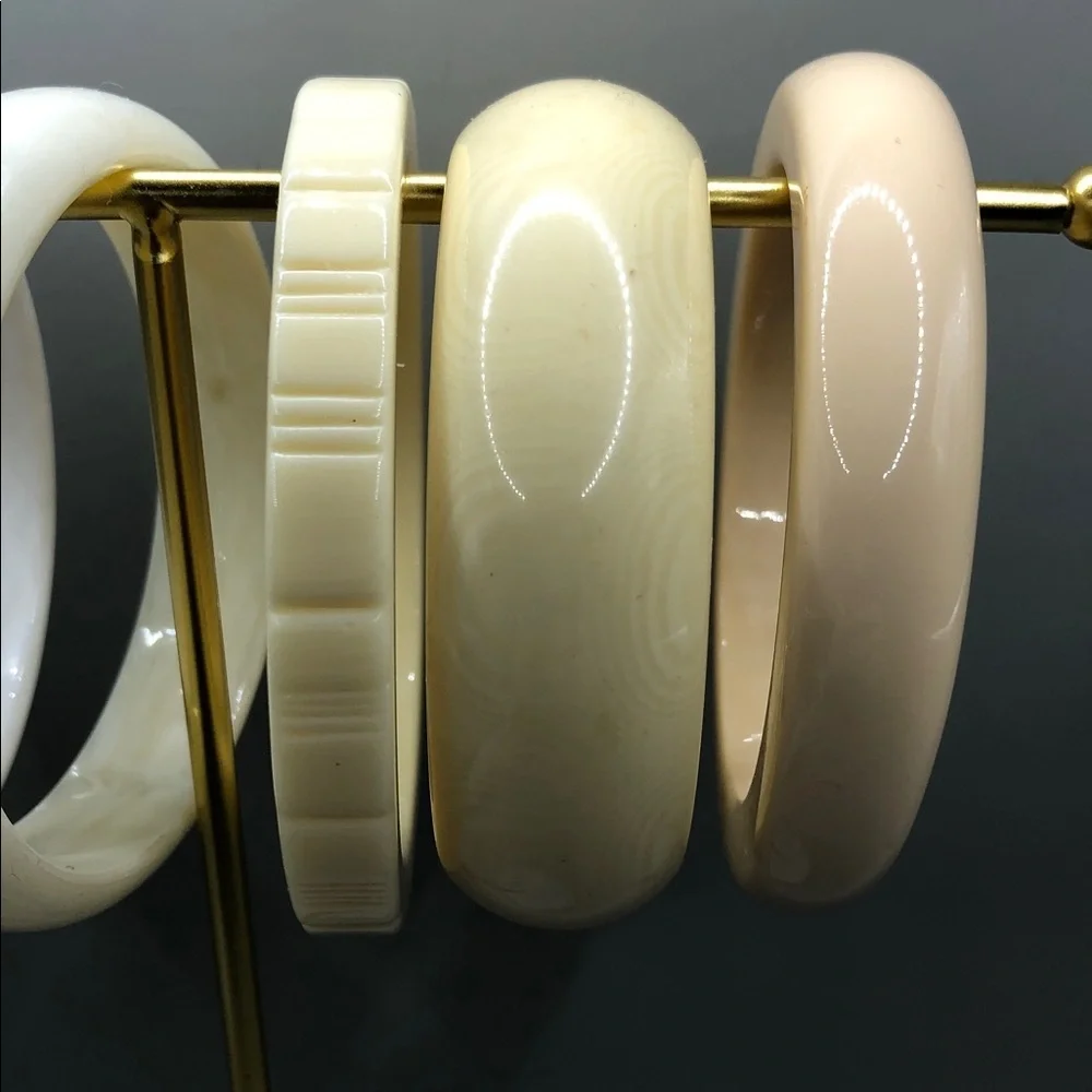 Bundle lot 6 vintage acrylic and more bangle bracelets stack layer layering.